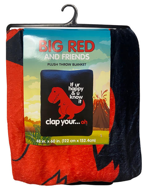 Goodie Two Sleeves Sad T-Rex Dino Plush Throw Blanket