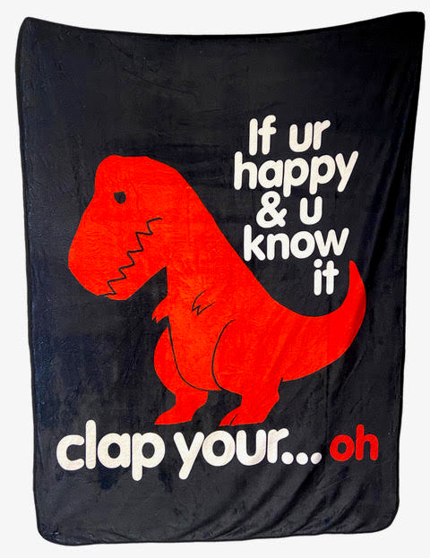 goodie two sleeves Sad T-Rex Dino Plush Throw Blanket