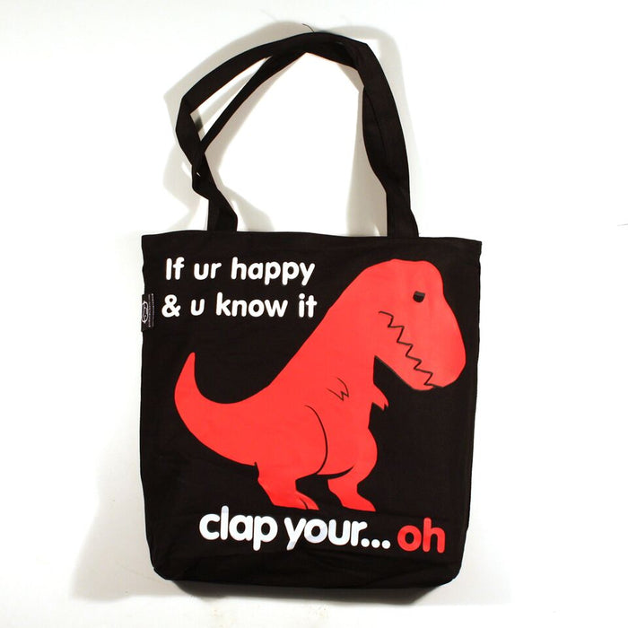 Goodie Two Sleeves Sad T-Rex Dino/Unstoppable Dino Reversible Tote Bag