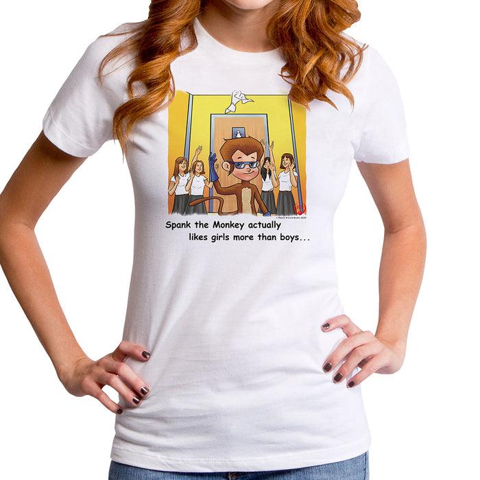 goodie two sleeves Spank Likes Girls Women's T-Shirt