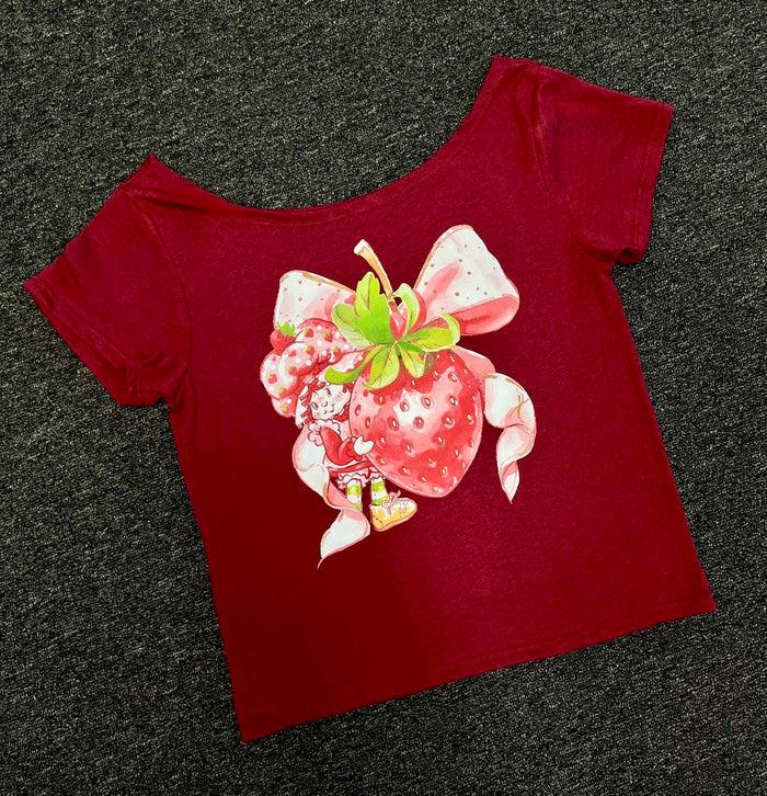 goodie two sleeves Strawberry Shortcake Bow Berry Off the Shoulder Juniors Tee