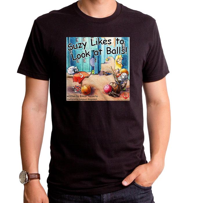 goodie two sleeves Suzy Looks At Balls Adult T-Shirt