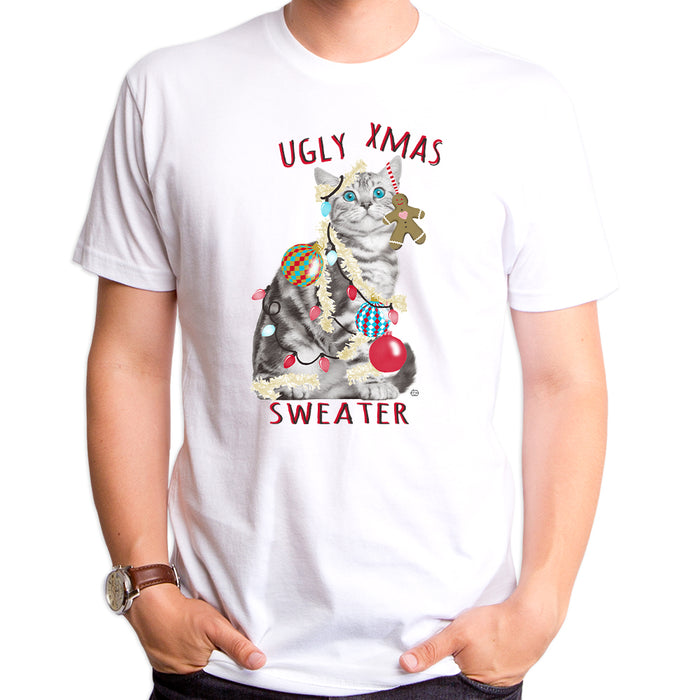 goodie two sleeves Ugly Christmas Cat Sweater Adult T-Shirt
