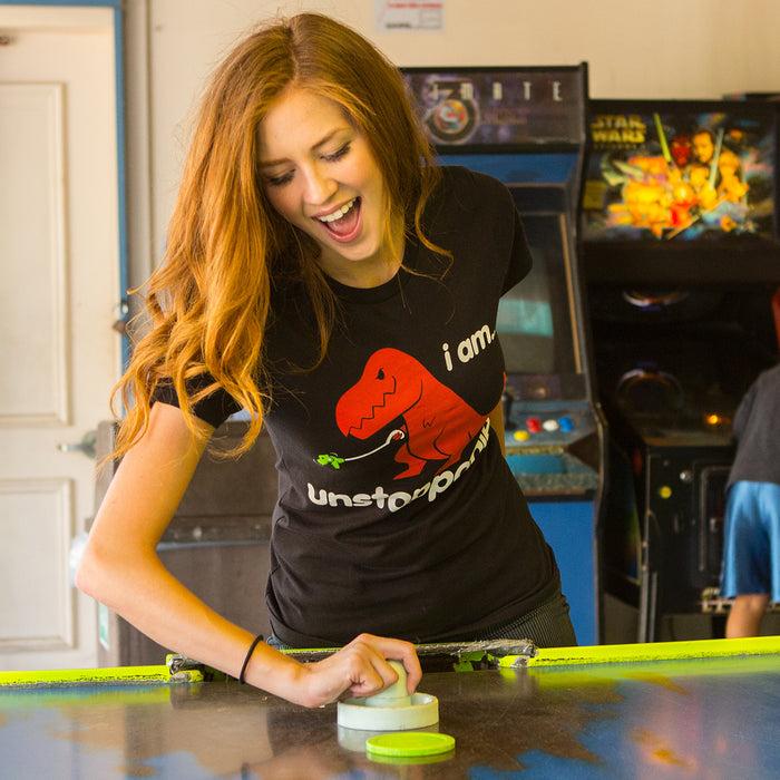 Goodie Two Sleeves Unstoppable Dino Women's T-Shirt