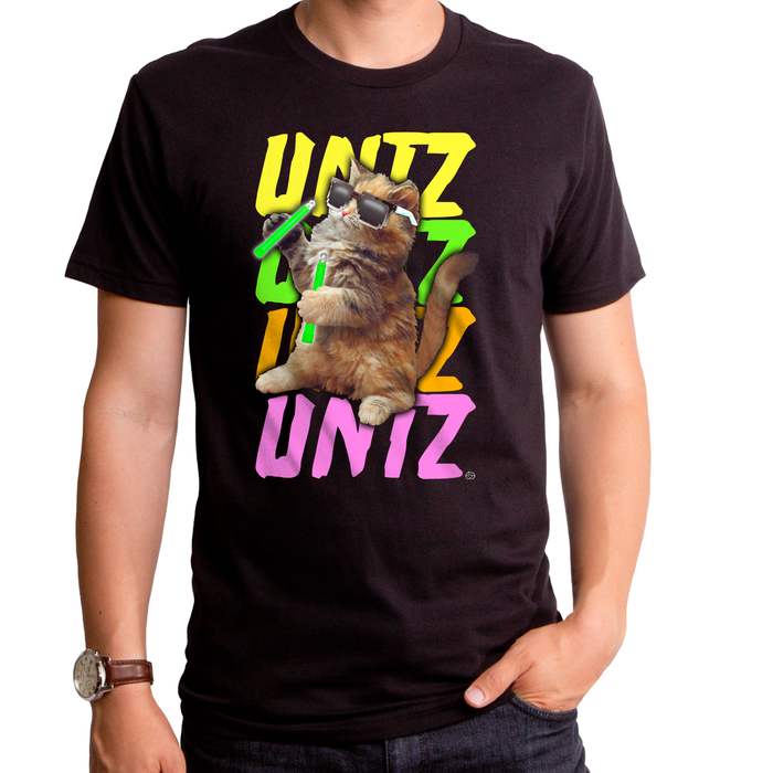 goodie two sleeves Untz Untz Untz Cat Adult T-Shirt