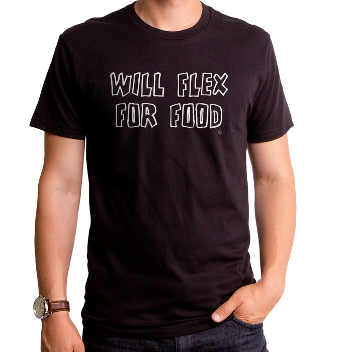 goodie two sleeves Will Flex For Food Adult T-Shirt