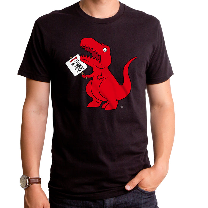 goodie two sleeves Wish You Were Here Dinosaur Adult T-Shirt