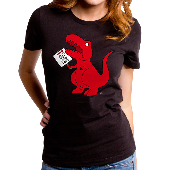 goodie two sleeves Wish You Were Here Dinosaur Women's T-Shirt