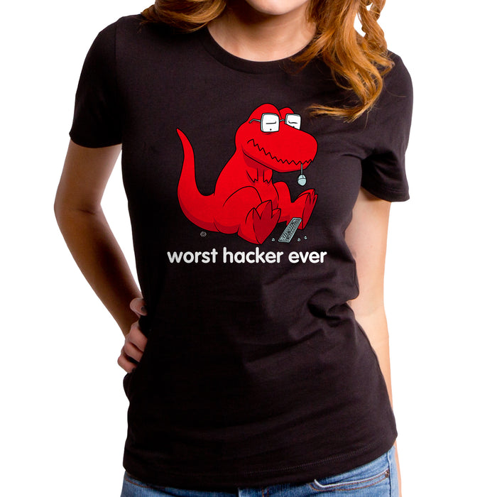 goodie two sleeves Worst Hacker Ever Dino Women's T-Shirt