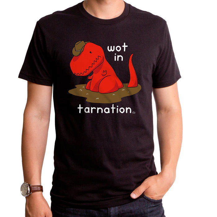 goodie two sleeves Wot In Tarnation Dinosaur Adult T-Shirt