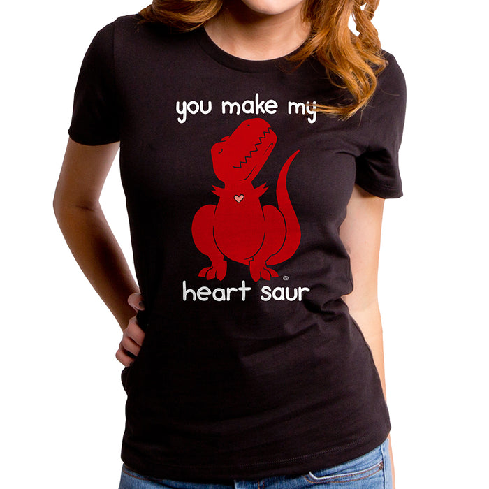 goodie two sleeves You Make My Heart Saur Dino Women's T-Shirt