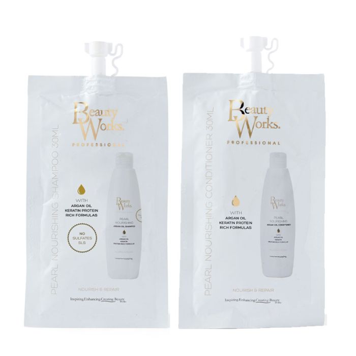 gorgeous Beauty Works Pearl Nourishing Shampoo 30ml - Sulphate Free & Pearl Nourishing Conditioner 30ml Duo