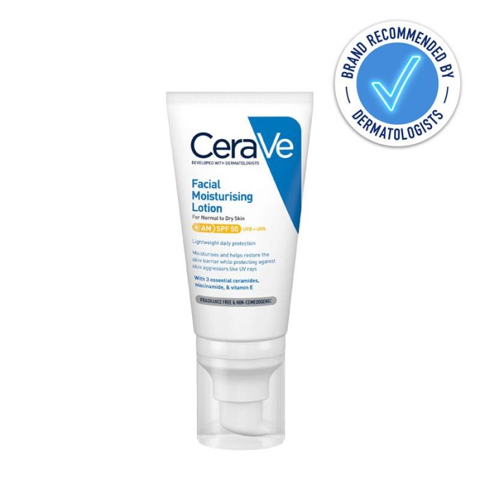 gorgeous CeraVe AM Facial Moisturising Lotion SPF50 with Ceramides & Vitamin E for Normal to Dry Skin 52ml