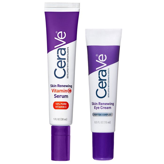 gorgeous CeraVe Renewing 10% Pure Vitamin C Serum 30ml & Skin Renewing Eye Cream 15ml Duo