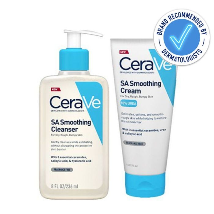 gorgeous CeraVe SA Smoothing Cleanser 236ml & SA Smoothing Cream 177ml Duo