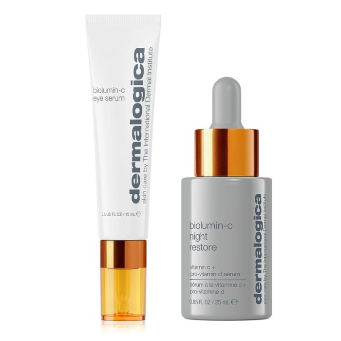 gorgeous Dermalogica BioLumin-C Vitamin C Eye Serum 15ml and Biolumin-C Night Restore 25ml Duo