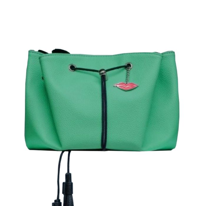 gorgeous Donna May Bright Green Faux Leather Lay Flat Makeup Bag