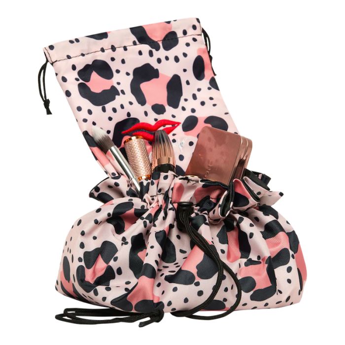 gorgeous Donna May London Lay Flat Washable Collection Makeup Bag Nude Leopard