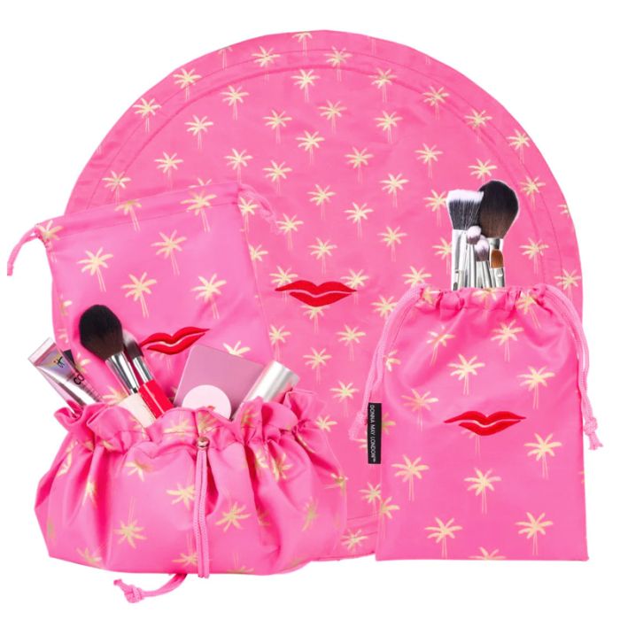 gorgeous Donna May London Lay Flat Washable Makeup Bag Golden Palm