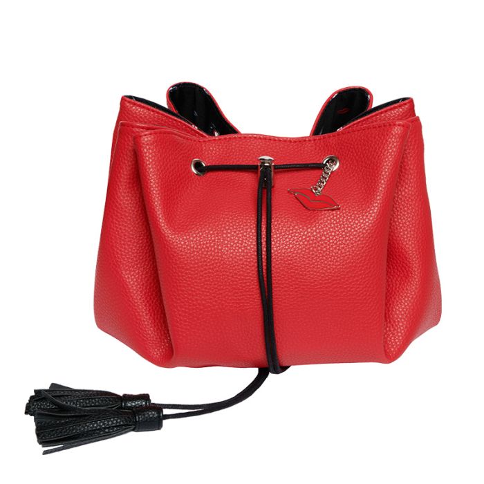 gorgeous Donna May Red Faux Leather Lay Flat Makeup Bag
