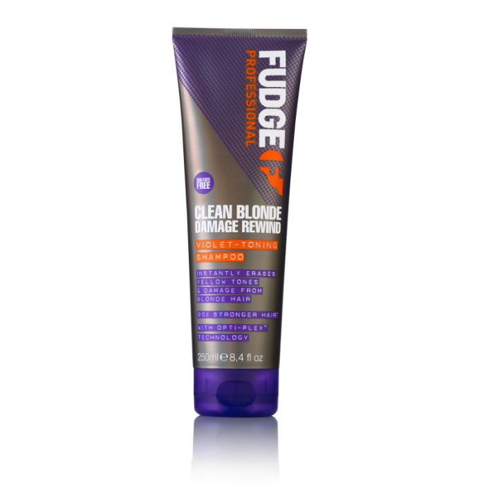gorgeous Fudge Clean Blonde Damage Rewind Purple Violet Toning & Repair Shampoo 250ml