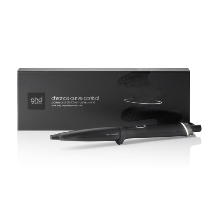 gorgeous ghd Chronos Curve Conical Wand - 28-23mm Hair Curler In Black - Ideal for All Hair Lengths (UK Plug)