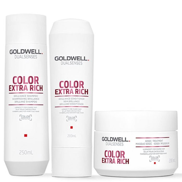 gorgeous Goldwell Dual Senses Color Brilliance Extra Rich Shampoo 250ml Conditioner 60 Second Treatment 200ml Pack