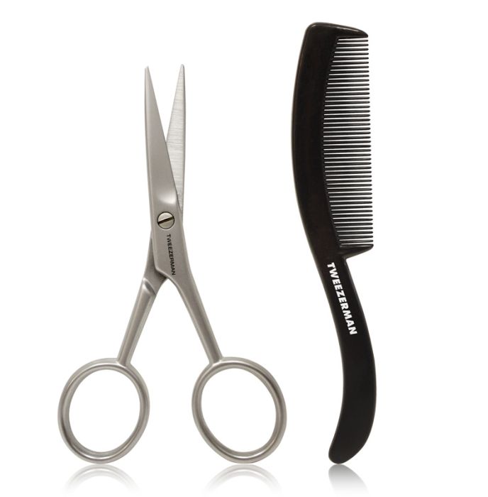 gorgeous Tweezerman Moustache Scissors & Comb