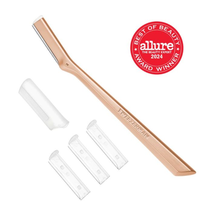 gorgeous Tweezerman Rose Gold Facial Razor
