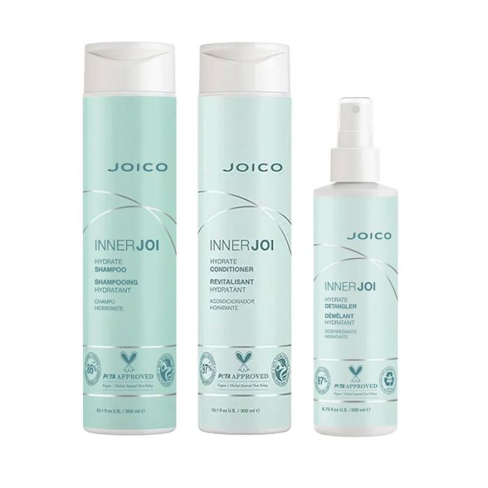gorgeous Joico InnerJoi Hydration Shampoo 300ml InnerJoi Hydration Conditioner & InnerJoi Hydration Detangler 200ml Pack