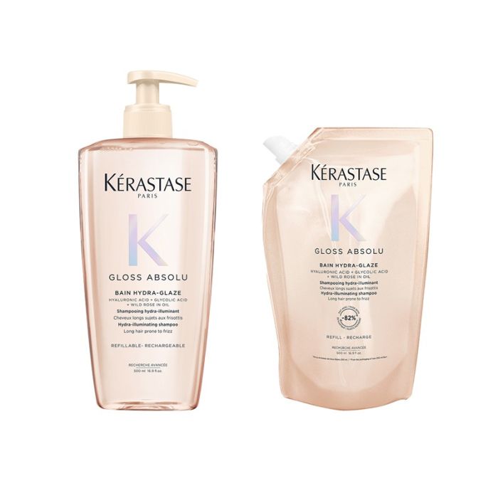 gorgeous Kerastase Gloss Absolu Refillable Shampoo 500ml & Gloss Absolu Refill Pouch Shampoo 500ml Duo