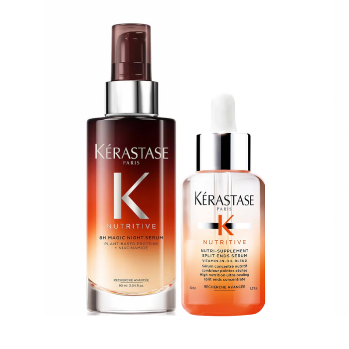 gorgeous Kerastase Nutritive 8H Magic Night Serum 90ml and Nutri-Supplement Split Ends Serum 50ml Duo