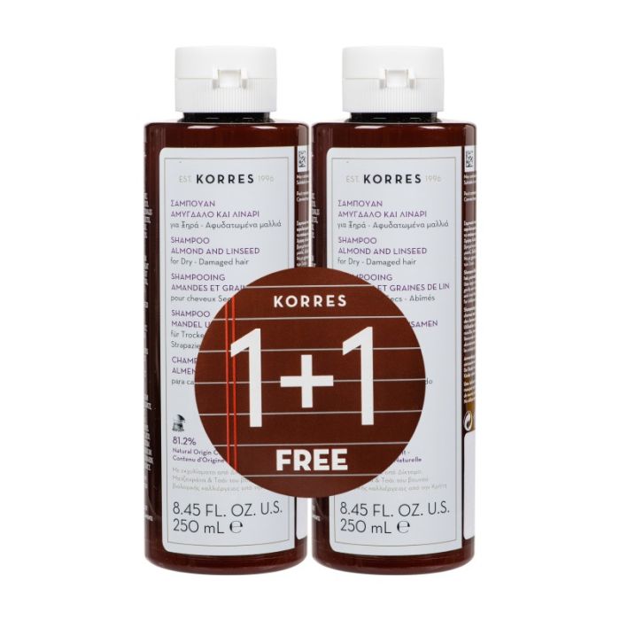 gorgeous Korres Almond & Linseed Shampoo 250ml Double Pack - £30
