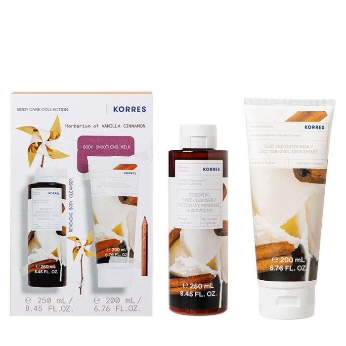 gorgeous Korres Gift Set Vanilla Cinnamon Showergel 250ml & Bath Milk 200ml Gift Set (Worth £33 )
