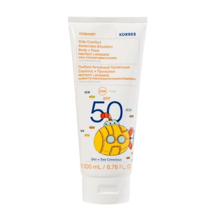 gorgeous Korres Yoghurt Kids Sunscreen Emulsion Body + Face SPF 50 200ml