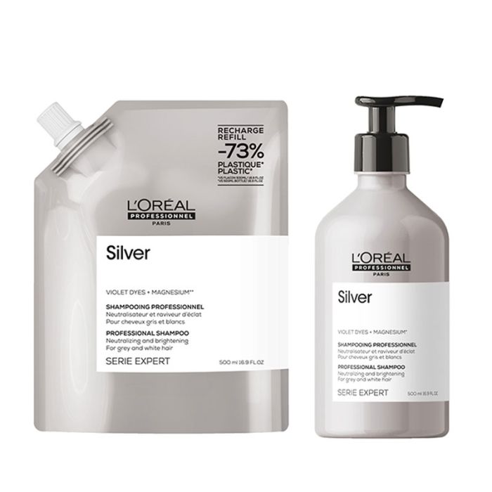 gorgeous L’Oréal Professionel Serie Expert Silver Shampoo 500ml & Refill Pack 500ml Duo