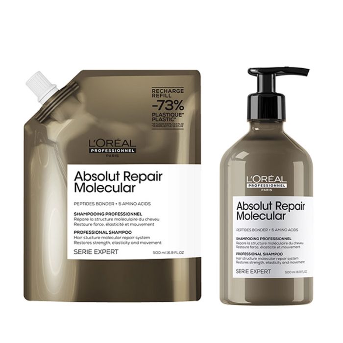 gorgeous L’Oréal Professionnel Absolut Repair Molecular Hair Shampoo & Refill Pack 500ml Duo