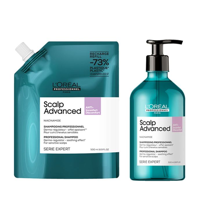 gorgeous L’Oréal Professionnel Scalp Advanced Anti-Discomfort Dermo-Regulator Shampoo 500ml & 500ml Refill Pack 500ml
