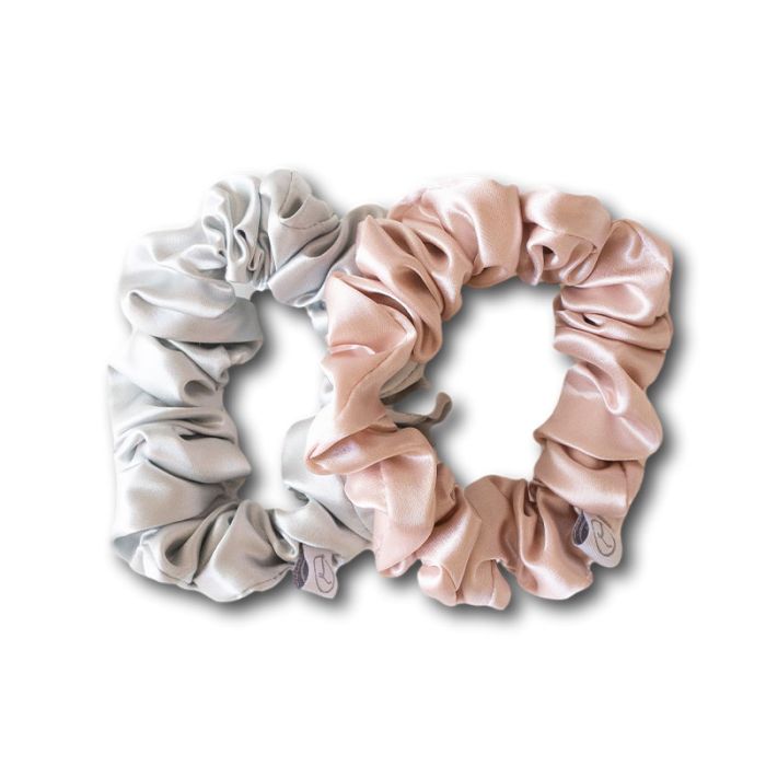 gorgeous Liv Lindley Mulberry Silk Medium Scrunchie-grey/pink