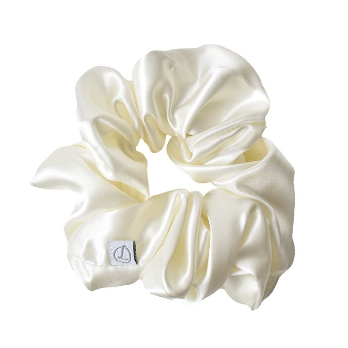gorgeous Liv Lindley Mulberry Silk Statement Scrunchie-Pearl White