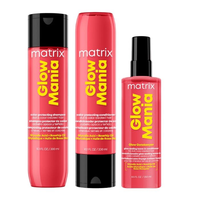 gorgeous Matrix Glow Mania Color Glow Shampoo 300ml Color Glow Conditioner 300ml & Glow Keeper Leave-In 250ml Pack
