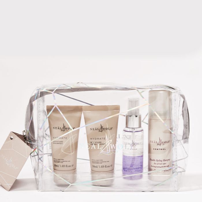 gorgeous Neal & Wolf Mini Essentials Collection Bag - Hydrate Shampoo Conditioner Control and Miracle