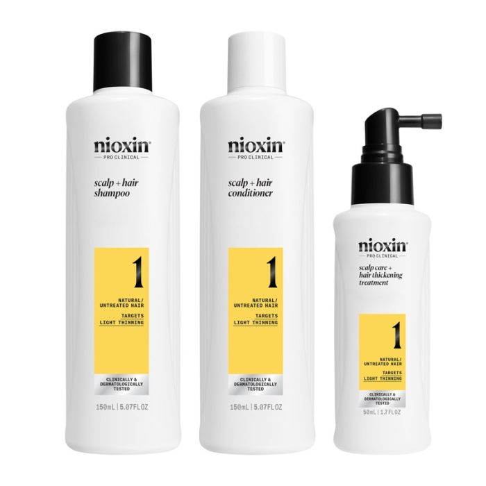 gorgeous Nioxin Scalp + Hair Thickening System 1 for Natural Hair with Light Thinning Trial Kit