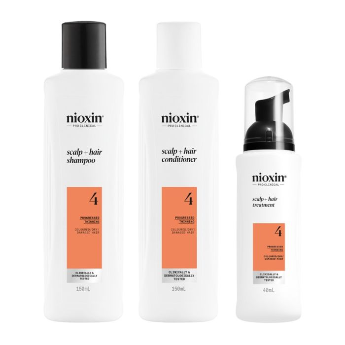gorgeous Nioxin Scalp + Hair Thickening System 4 for Coloured Dry and Damaged Hair with Progressed Thinning Trial Kit