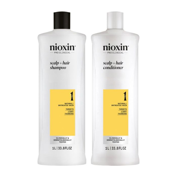gorgeous Nioxin Systems Shampoo System 1 1000ml & Systems Conditioner System 1 1000ml Duo