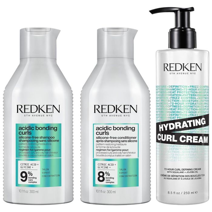gorgeous Redken Acidic Bonding Curls Shampoo 300ml Conditioner 300ml & Hydrating Gel Cream 250ml Pack