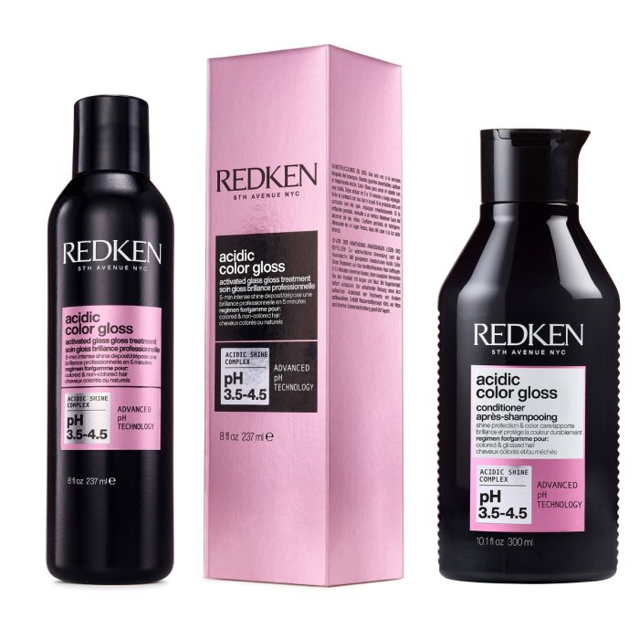 gorgeous Redken Acidic Color Gloss Activated Glass Gloss Treatment 237ml and Conditioner 300ml for Glass-Like Shine