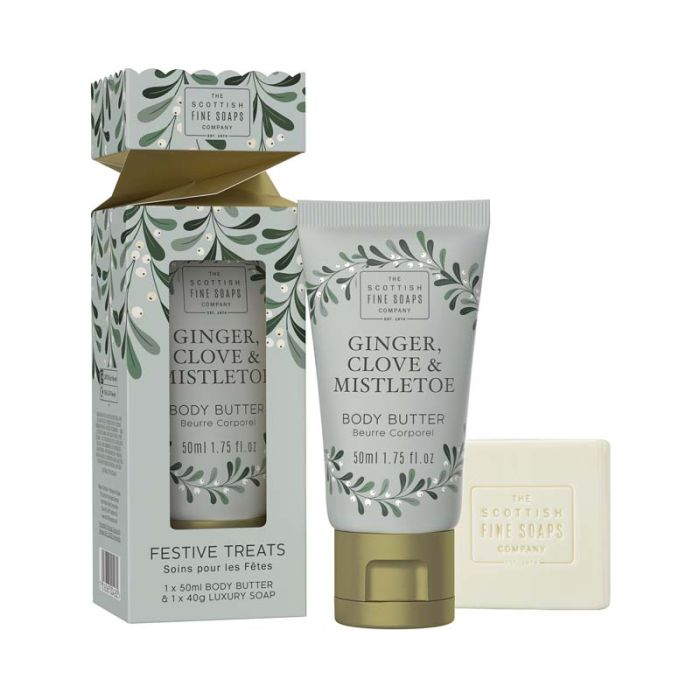 gorgeous Scottish Fine Soaps Ginger Clove & Mistletoe Festive Treats 1x50ml & 1x40g