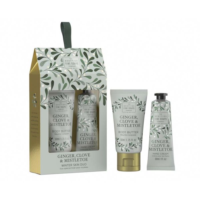 gorgeous Scottish Fine Soaps Ginger Clove & Mistletoe Winter Skin Care Duo 1x30ml & 1x50ml