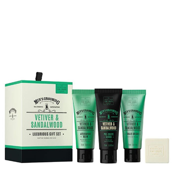 gorgeous Scottish Fine Soaps Men's Grooming Vetiver & Sandalwood Luxurious Gift Set
